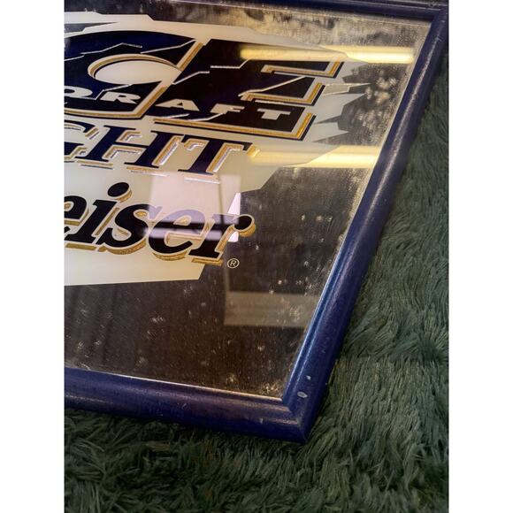 Vtg BUD ICE Draft Beer Budweiser USA Slanted Mirror Sign Anheuser Busch 22x25 - Picture 4 of 7